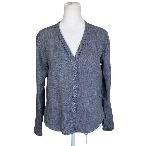 Ines de la Fressange Tops - Ines De La Fressange for Uniqlo Sz M 100% Linen Button-down Shirt Blouse Navy